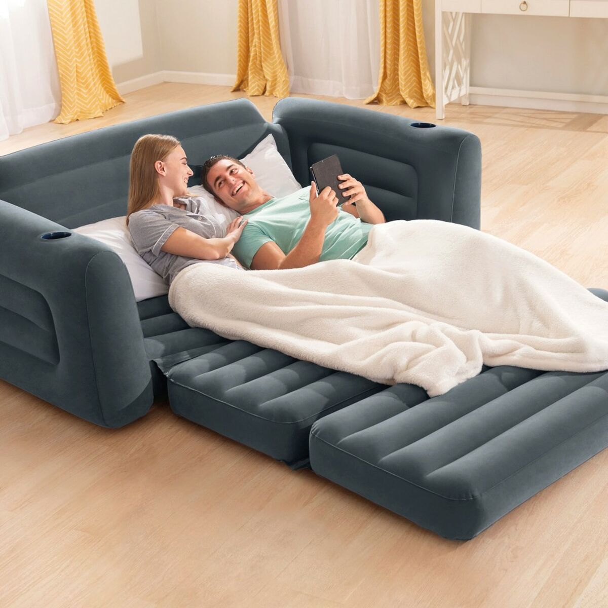 Opblaasbaar Sofabed Intex Pull-Out 203 x 66 x 224 cm Grijs
